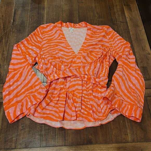 ASOS River Island Orange & Pink Zebra Print Blouse US 8 - Picture 4 of 6